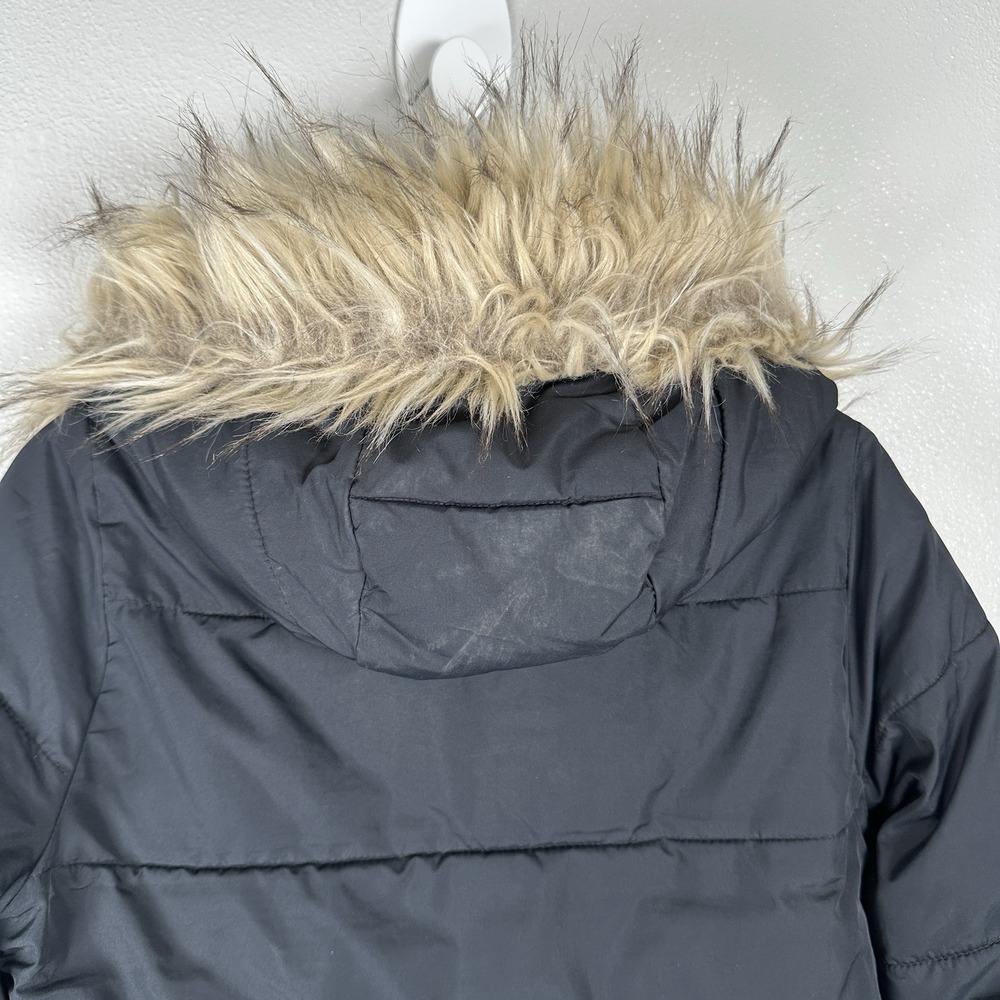 Abercrombie & Fitch Y2K Puffer Jacket Womens Sz XS Black Fur Trim Lined Quilted - Picture 7 of 9